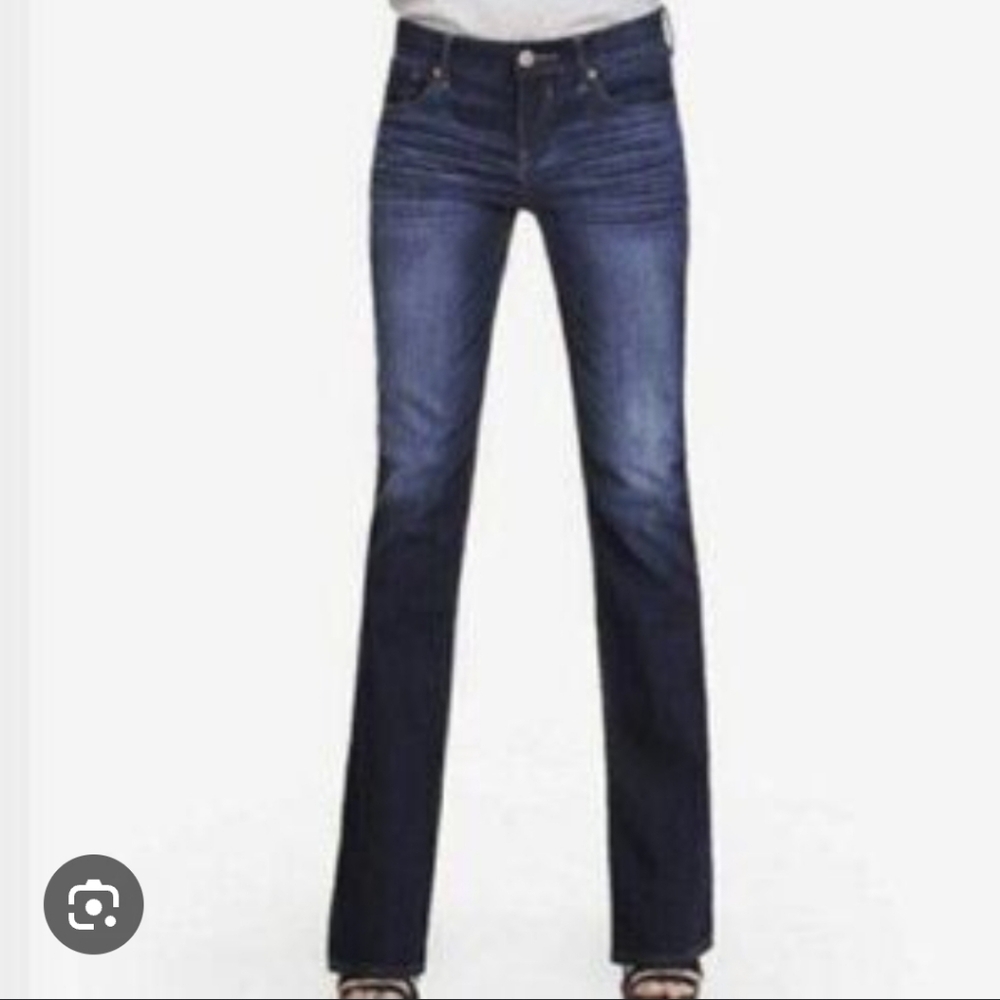 Women's Express Barely Boot Low Rise Dark Denim Jeans